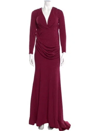 Pre-owned Jovani Cowl Neck Long Dress In Burgundy