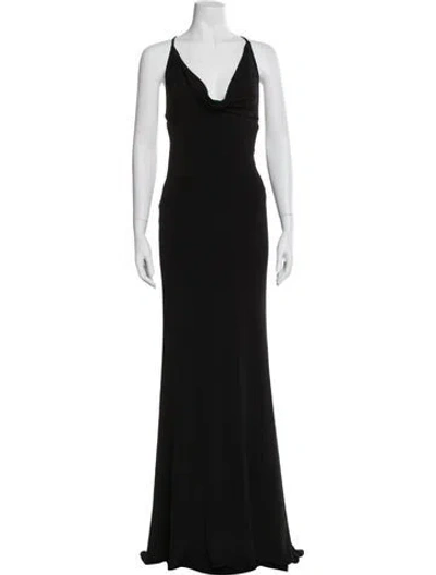 Pre-owned Jovani Cowl Neck Long Dress In Pink