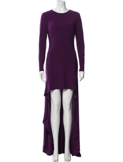Pre-owned Jovani Crew Neck Long Dress In Purple