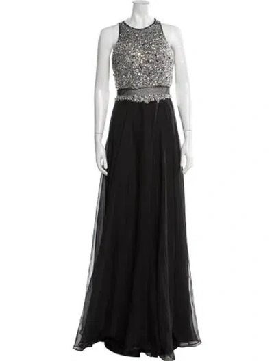 Pre-owned Jovani Crew Neck Long Dress W/ Tags In Black