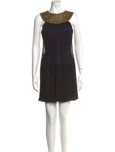 Pre-owned Jovani Crew Neck Mini Dress In Black