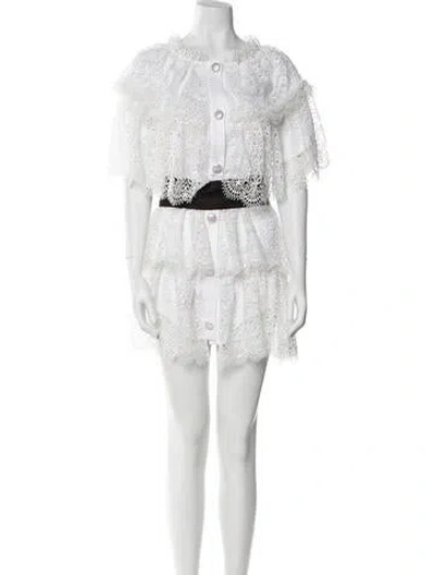 Pre-owned Jovani Crew Neck Mini Dress In White