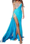 Jovani Crystal Embellished Prom Dress In Blue In Blue