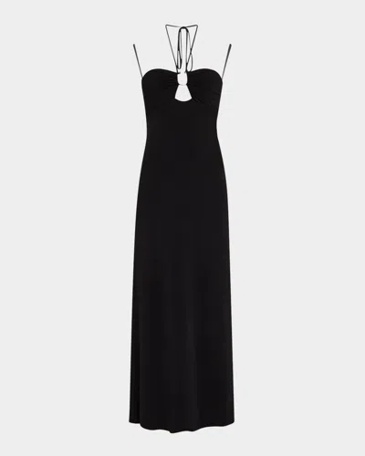 Jovani Cutout Sweetheart Halter Maxi Dress In Black