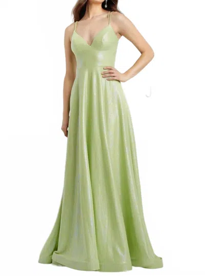 Jovani Double Strap Shimmer Gown In Light Green