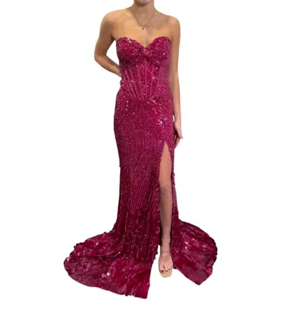Jovani Elizabeth Long Formal Prom Dress Gown In Purple In Burgundy