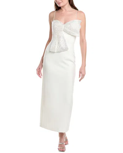 Jovani Embellished Bodice Tea-length Dress In White