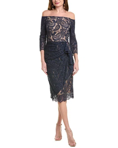 Jovani Embellished Lace Cocktail Dress In Blue