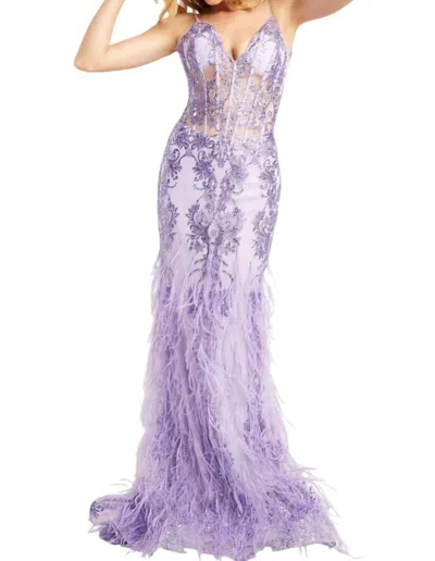 Jovani Embellished Plunging Sweetheart Neck Mermaid Dress In Lilac In Purple
