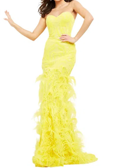 Jovani Embellished Sweetheart Strapless Sheath Dress In Yellow