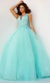 Jovani Embroidered Bodice Ballgown In Mint