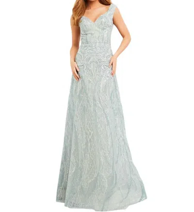 Jovani Embroidered Evening Gown In Light Green