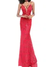 Jovani Embroidered Floral Appliqued Gown
