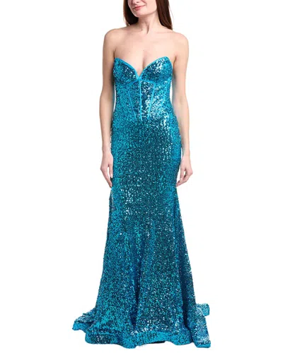 Jovani Emeblished Gown In Blue