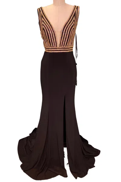 Jovani Evening Gown In Black/gold