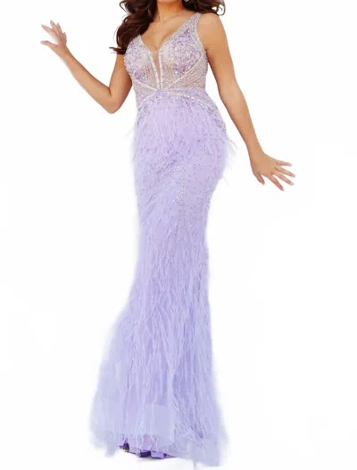 Jovani Feather Embellished Dress In Lilac In Purple