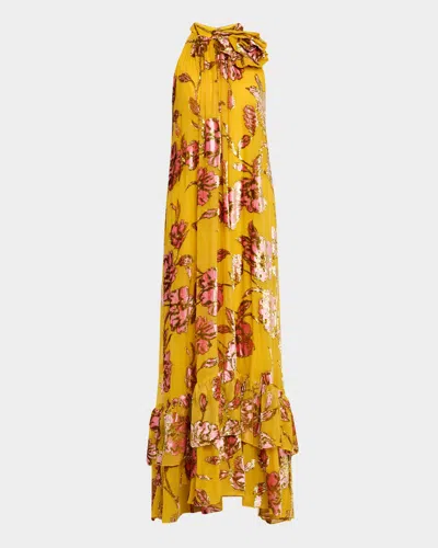 Jovani Fil Coupe Tiered Halter Maxi Dress