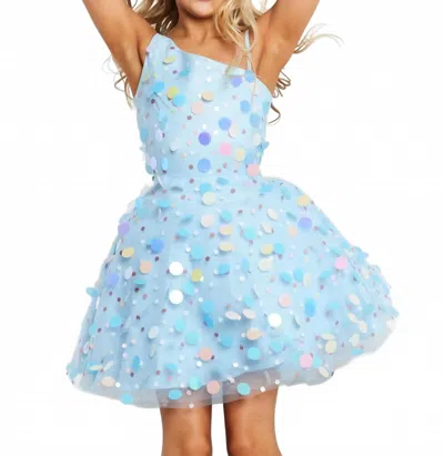 Jovani Kids' Fit And Flare Flower Girl Dress In Blue Multi