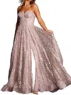 Jovani Fit And Flare Sweetheart Neckline Dress In Mauve In Multi
