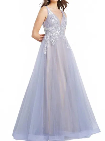 Jovani Floral Bodice A-line Gown In Lavender In Purple