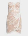 Jovani Floral Eyelash Lace Corset Mini Dress