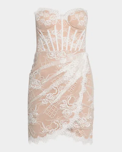 Jovani Floral Eyelash Lace Corset Mini Dress