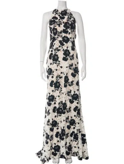 Pre-owned Jovani Floral Print Long Dress In Neutral