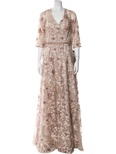 Pre-owned Jovani Floral Print Long Dress W/ Tags In Multi