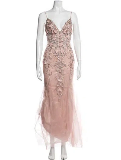 Pre-owned Jovani Floral Print Long Dress W/ Tags In Pink