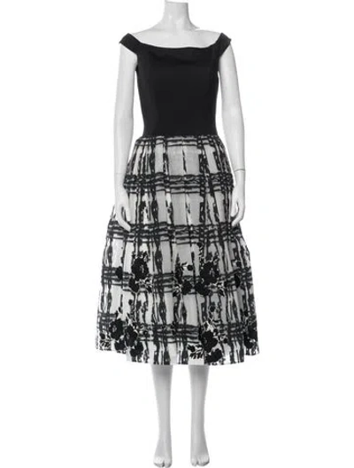Pre-owned Jovani Floral Print Midi Length Dress In Black