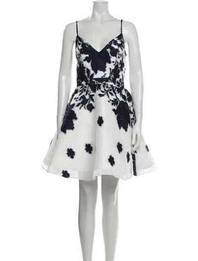 Pre-owned Jovani Floral Print Mini Dress In White