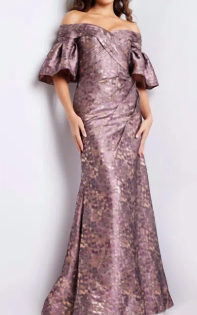 Jovani Formal Sheath Gown In Gold/burgundy