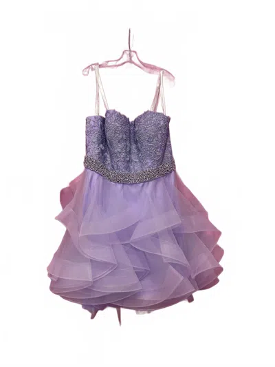 Jovani Kids' Girl's Fit And Flare Embellished Belt Dress In Lilac In Purple