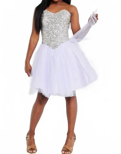 Jovani Kids' Girl's Mini Fit And Flare Dress In White