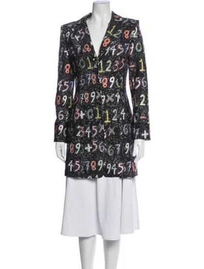 Pre-owned Jovani Graphic Print Coat In Black