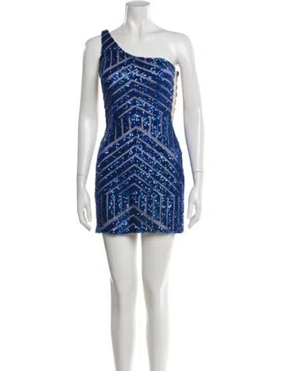 Pre-owned Jovani Graphic Print Mini Dress In Blue
