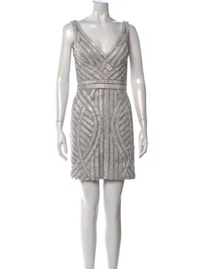Pre-owned Jovani Graphic Print Mini Dress In Gray