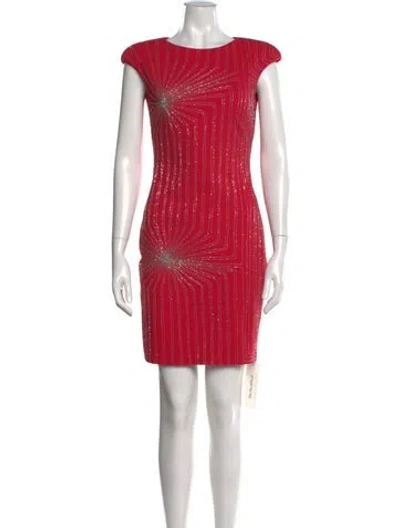 Pre-owned Jovani Graphic Print Mini Dress In Red