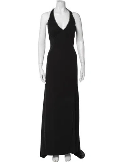 Pre-owned Jovani Halterneck Long Dress In Black