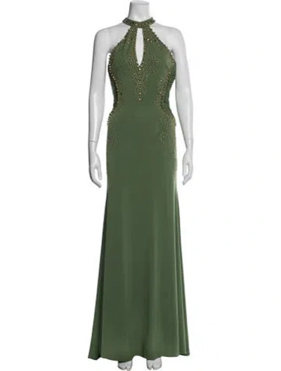 Pre-owned Jovani Halterneck Long Dress W/ Tags In Green