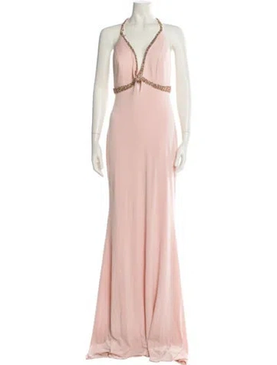 Pre-owned Jovani Halterneck Long Dress W/ Tags In Pink