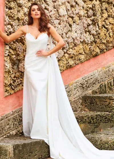 Jovani Jb07139 Long Bridal Gown Lace Wedding Dress In White