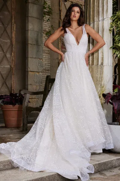 Jovani Jb09491 Bridal Ballgown Long Sequin Wedding Dress In White