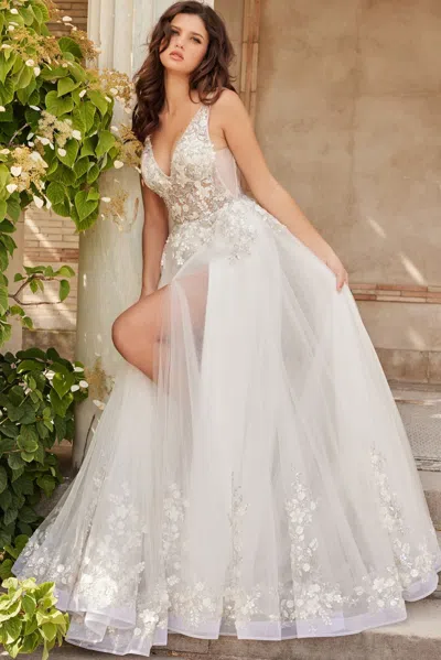 Jovani Jb25737 Long Bridal Gown Sequin Wedding Dress In White