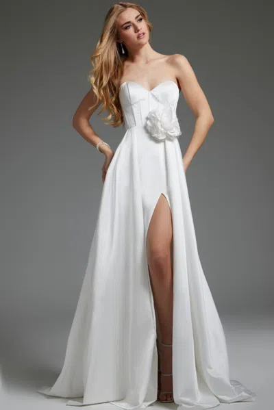Jovani Jb40825 Bridal Gown A Line Corset Bodice Long Wedding Dress In White