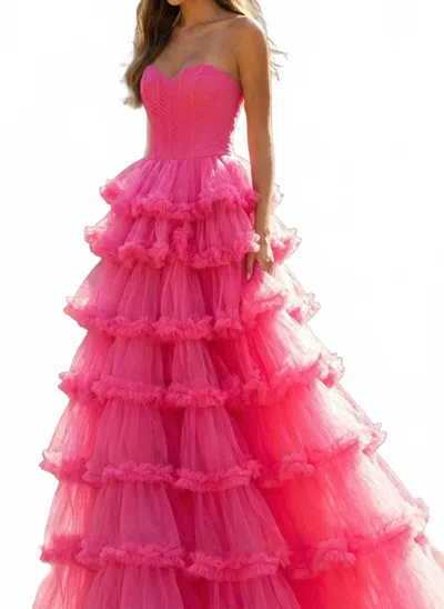 Jovani Juliet Long Formal Prom Dress Gown In Fuchsia In Pink