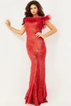Jovani Jvn06166 Fitted Long Evening Gown In Red