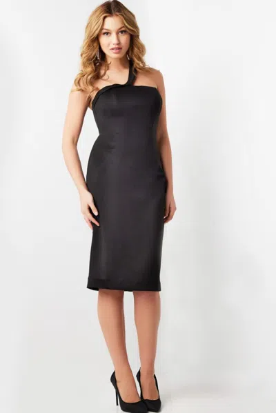 Jovani Jvn09440 Knee Length Fitted Evening Formal Dress In Black