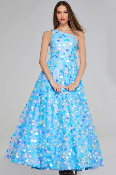 Jovani K23877 A Line Prom Long Ball Gown Girls Dresses In Blue
