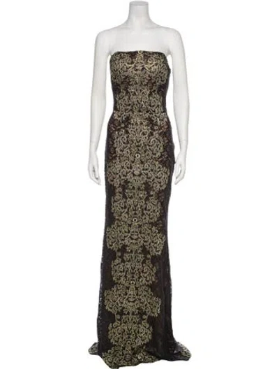 Pre-owned Jovani Lace Pattern Long Dress In Multi